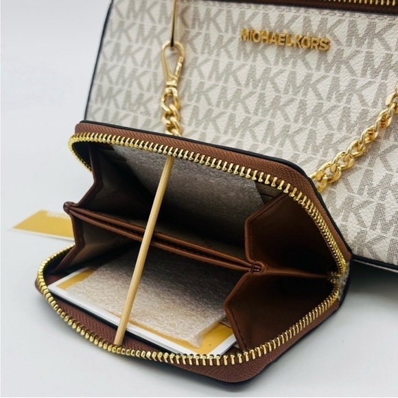 MICHAEL KORS LARGE EW ZIP CHAIN CROSSBODY BAG & JET SET TRAVEL MD ZA CARD CASE - Picture 14 of 15